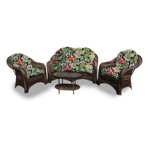 Conjunto de Sofá Fibra Sintética Janaína - 1 Sofá 2L + 2 Poltronas + 1 Mesa Centro - Tecido Saquarem