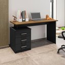 Ver imagem 2 de Mesa Escrivaninha com 3 Gavetas Flay Preto Trama / Freijó
