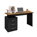 Ver imagem 1 de Mesa Escrivaninha com 3 Gavetas Flay Preto Trama / Freijó