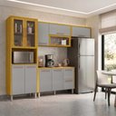 Ver imagem 1 de Cozinha Dafne 4 Peças com 10 Portas 2 Gavetões 100% MDF com Cristaleira Mobili House
