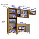 Ver imagem 4 de Cozinha Dafne 4 Peças com 10 Portas 2 Gavetões 100% MDF com Cristaleira Mobili House