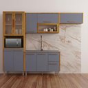 Ver imagem 2 de Cozinha Dafne 4 Peças com 10 Portas 2 Gavetões 100% MDF com Cristaleira Mobili House