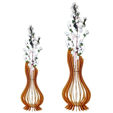 Vaso de Chão Decorativo Grande Ana Maria Mdf:mdf Cru/kit com 2 - 90x28cm e 75x23cm