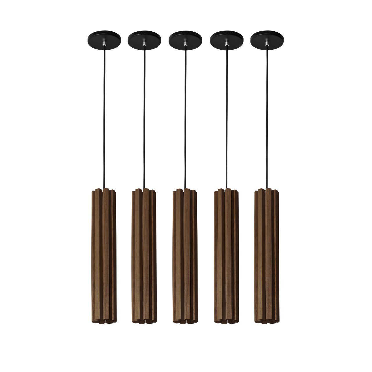 5 Pendente Luminária Luxo para Bancada 43cm Madeira - 2