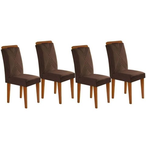 Kit 2 Cadeiras Sala Jantar Amsterdã 4 Un Capuccino Suede Marrom Rufato