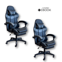 Ver imagem 2 de Kit 2 Cadeiras Gamer Stillus Ergonômica com Apoio para Os Pés Cinza + E-book