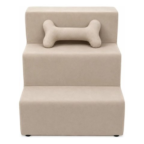 Escada Escadinha Pet 3 Degraus em Suede:Suede Bege