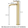 Torneira Banheiro Dourada Bica Alta Lavabo Pia Cuba Luxo - 7