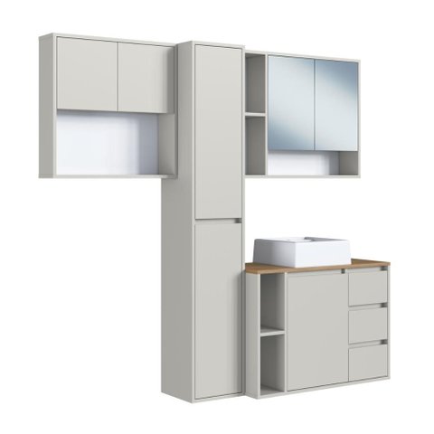 Conjunto para Banheiro 168cm com 4 Peças Gabinete Suspenso