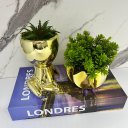 Ver imagem 4 de Kit decoração livro azul + vaso de vidro + vaso Bob cerâmico