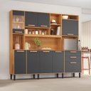 Ver imagem 2 de Cozinha Compacta 8 Portas 3 Gavetas 7 Nichos Nápoles Itatiaia Cinamomo/grafite