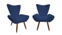Ver imagem 1 de Kit 2 Poltronas Decorativa Emilia Suede Azul Marinho Pés Madeira Ms Decor