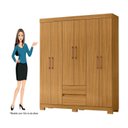 Ver imagem 6 de Guarda-Roupa Casal 6 Portas e 2 Gavetas com Pés Saint Marrom/Carvalho Americano