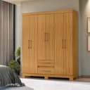 Ver imagem 1 de Guarda-Roupa Casal 6 Portas e 2 Gavetas com Pés Saint Marrom/Carvalho Americano