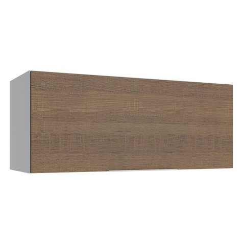 Armário Aéreo Madesa Stella 80 cm 1 Porta Basculante Branco/Rustic Cor:Branco/Rustic