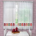 Ver imagem 1 de Cortina Cozinha Renda Branca Beija Flor 1,30x2,10 Geleias