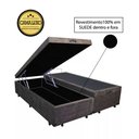 Ver imagem 1 de Base Box Baú Casal Luxo Blindado Bipartido NK Camas Suede Marrom 49x138x188