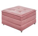 Ver imagem 1 de Puff Solteiro Rosa que Vira Cama Estofado D23 com Rodízios e Bau para Visitas