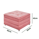 Ver mais imagens de Puff Solteiro Rosa que Vira Cama Estofado D23 com Rodízios e Bau para Visitas
