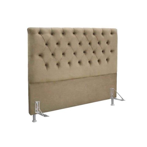 Cabeceira Cama Box Estofada Casal Casal Embaixatriz Suede Marrom - Simbal