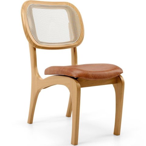 Cadeira para Sala de Jantar Estofada e Tela Mariah L02 Couríssimo Camel