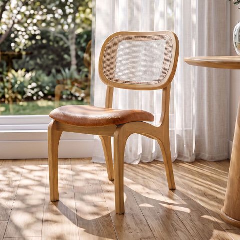 Cadeira para Sala de Jantar Estofada e Tela Mariah L02 Couríssimo Camel