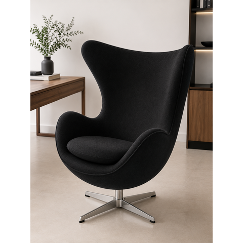Poltrona Egg - Tecido Suede Preto