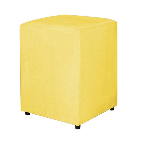 Puff Quadrado Decorativo Para Sala Suede Amarelo