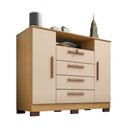 Ver imagem 1 de Cômoda Rack para Quarto 2 Portas e 4 Gavetas Lolla Carvalho/off White - Pallazio