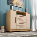 Ver imagem 2 de Cômoda Rack para Quarto 2 Portas e 4 Gavetas Lolla Carvalho/off White - Pallazio