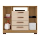 Ver imagem 3 de Cômoda Rack para Quarto 2 Portas e 4 Gavetas Lolla Carvalho/off White - Pallazio