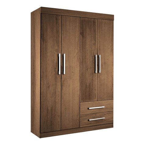 Guarda Roupa Solteiro 4 Portas 2 Gavetas Madri -Mt- Rei de Casa Freijó