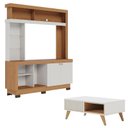 Ver imagem 1 de Estante Home Theater Valença Freijó Off White com Mesa de Centro Jeri Off White Freijó - Colibri