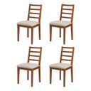 Ver imagem 3 de Conjunto de Jantar Mesa Tock 80cm com 4 Cadeiras Aline Linho Creme - Mel