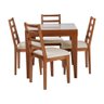 Conjunto de Jantar Mesa Tock 80cm com 4 Cadeiras Aline Linho Creme - Mel - 1