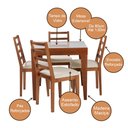 Ver imagem 2 de Conjunto de Jantar Mesa Tock 80cm com 4 Cadeiras Aline Linho Creme - Mel