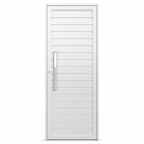 Porta de Giro Filetada Alumínio Branca 85x215x7cm Puxador Direita