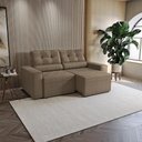 Ver imagem 1 de Sofá Domus 2 Lugares Retrátil e Reclinável 208cm Suede Mescla Taupe Kappesberg