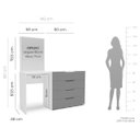 Ver imagem 3 de Cômoda Penteadeira Madri 4 Gavetas c/ Espelho 149x160cm Cinza/Branco 250806