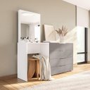 Ver imagem 1 de Cômoda Penteadeira Madri 4 Gavetas c/ Espelho 149x160cm Cinza/Branco 250806