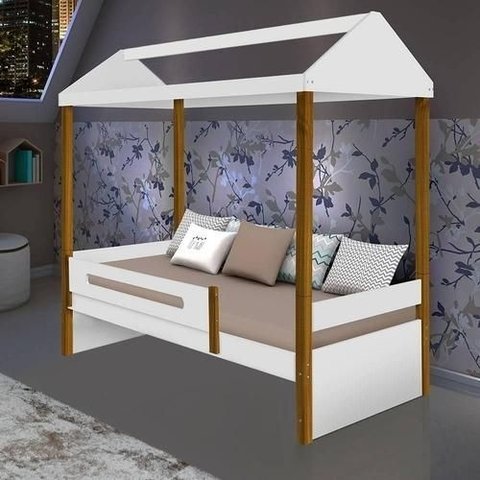 Cama Solteiro Sara Branca com Colchão