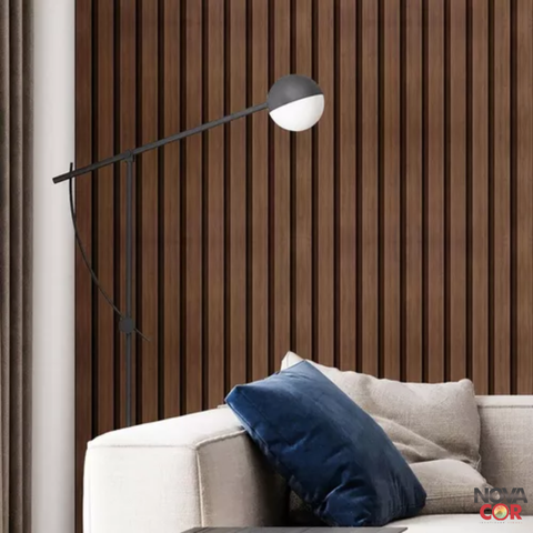 Papel de Parede Ripado Madeira Escura Carvalho Moderno Autocolante Lavável