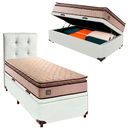 Ver imagem 1 de Cama Box Bau com Colchão Solteiro Belmont Hellen + Cabeceira Branco