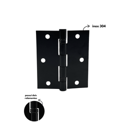 Dobradiça P/ Portas 3,5x3 em Inox 304 Preto com Rolamento - 2