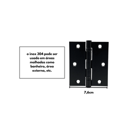 Dobradiça P/ Portas 3,5x3 em Inox 304 Preto com Rolamento - 5