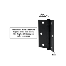 Dobradiça P/ Portas 3,5x3 em Inox 304 Preto com Rolamento - 4