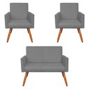 Ver imagem 1 de Kit 2 Poltronas e Namoradeira Nina Suede Grafite