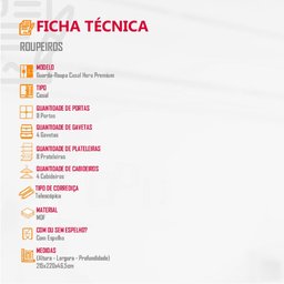 Guarda Roupa Casal Hera Premium com Espelho 8 Portas e 4 Gavetas Moderna - 5