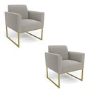 Ver imagem 1 de Poltrona Sala Estar Industrial Dourado Kit 2 Marisa Bouclê Cinza D03 - D’Rossi
