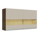 Ver imagem 1 de Armário Aéreo Madesa Glamy 120 Cm 2 Portas com Vidro - Rustic/crema